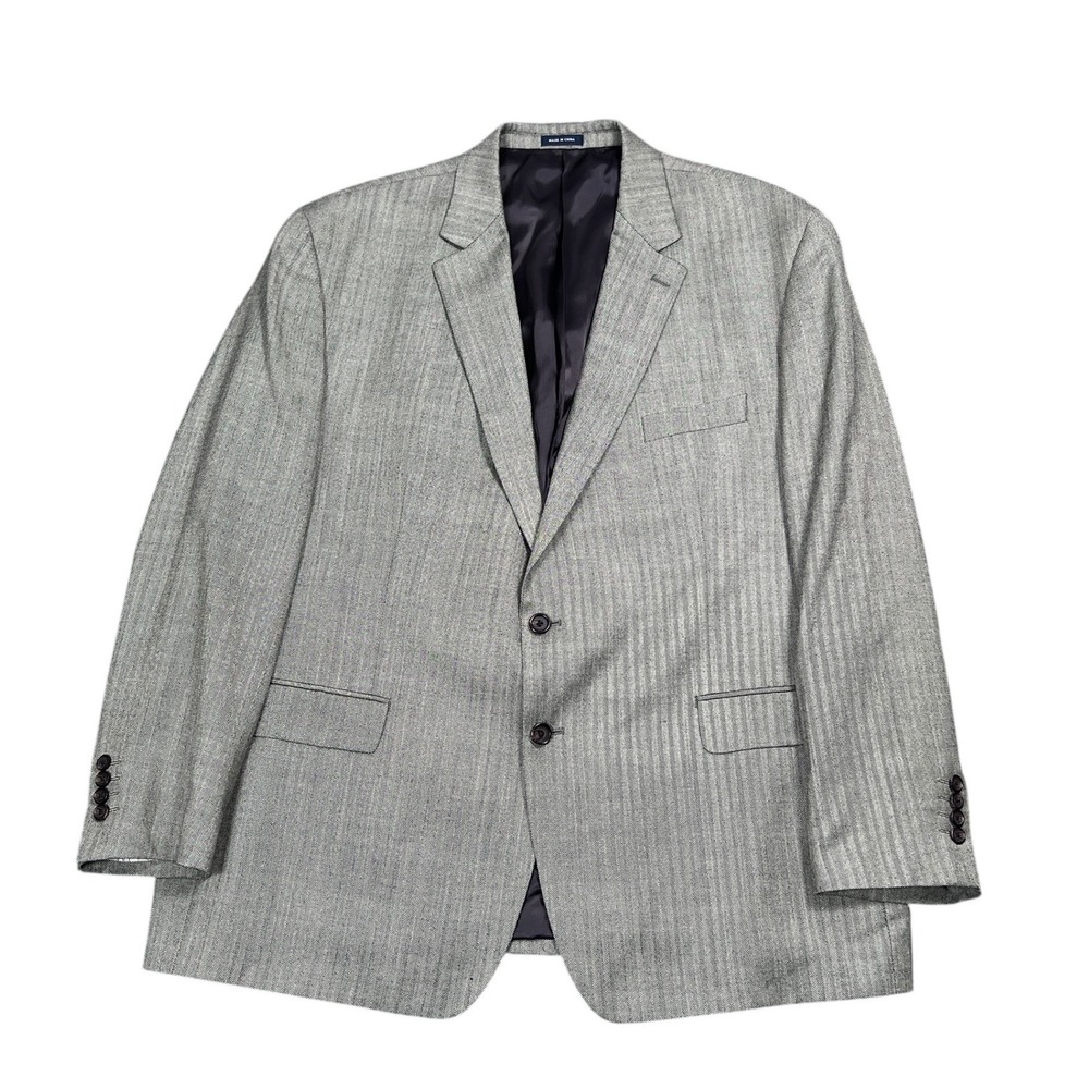 Ralph Lauren Sport Coat Men 52R Gray Herringbone Silk Wool Two Button Blazer
